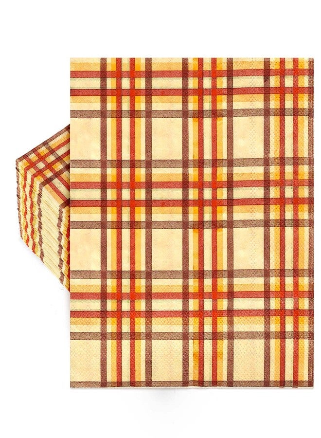 Whaline 80Pcs Fall Paper Napkins Buffalo Plaid Disposable Napkins Yellow Red Brown Checkered Luncheon Dinner Table Napkins for Thanksgiving Autumn Harvest Party Decor Supplies - Image 1